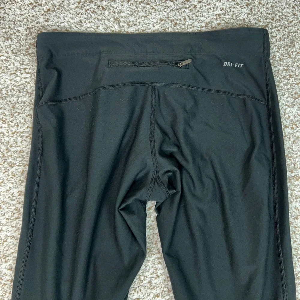 Nike Leggings Womens Medium Black Dri FIT Running Ankle Zip Tights Workout Gym